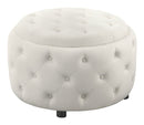 915407 Angelina Round Upholstered Storage Ottoman Pearl