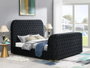 B540-Q BLACK VELVET QUEEN BED W/FIREPLACE, TV MOUNT & BLUETOOTH SPEAKER & USB