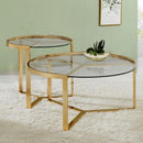 Delia 2-piece Round Nesting Table Clear and Gold 930251