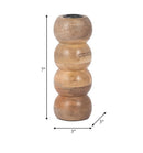 Wood 7"'Ribbed Votive Holder, Natural CANDLE HOLDER 18516-01
