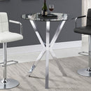 100186 REC ROOM/ BAR TABLES: CHROME/GLASS BAR TABLE