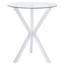 100186 REC ROOM/ BAR TABLES: CHROME/GLASS BAR TABLE