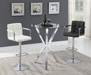 100186 REC ROOM/ BAR TABLES: CHROME/GLASS BAR TABLE