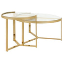 Delia 2-piece Round Nesting Table Clear and Gold 930251