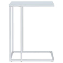  Coaster Furniture Stella 900250 White Glass Top C-Shaped Sofa Side Table - Chrome IMAGE 4