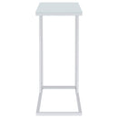 Coaster Furniture Stella 900250 White Glass Top C-Shaped Sofa Side Table - Chrome IMAGE 6