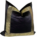 MINI GREEK 22x22 PILLOW COVER-BLACK &GOLD