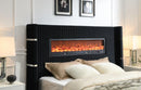 B543-Q	 BLACK VELVET QUEEN BED W/FIREPLACE & BLUETOOTH SPEAKER & USB