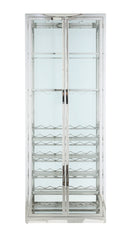 Luxe Contemporary Glass Curio w/ Wine & Stemware Racks