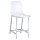  Coaster Furniture Juelia 100265 Clear Acrylic Counter Chair - Chrome (Set of 2) IMAGE 1