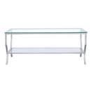  Coaster Furniture Saide 720338 Rectangular Glass Top Coffee Table - Chrome IMAGE 2