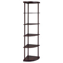  Coaster Furniture Bonwick 800279 72-inch 5-shelf Corner Bookshelf - Cappuccino IMAGE 1