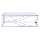  Coaster Furniture Lille 720498 Rectangular Glass Top Coffee Table - Chrome IMAGE 2
