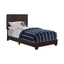  Size_Twin -- Dorian 300762T Faux Leather Upholstered Twin Panel Bed - Brown IMAGE 1