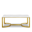  Meridian London Gold Marble Veneer Top And Gold Steel Base Coffee Table IMAGE 1