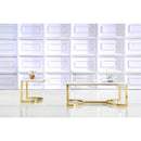  Meridian London Gold Marble Veneer Top And Gold Steel Base Coffee Table IMAGE 2
