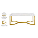  Meridian London Gold Marble Veneer Top And Gold Steel Base Coffee Table IMAGE 4