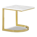  Meridian London Gold Marble Veneer Top And Gold Steel Base End / Side Table IMAGE 1