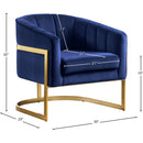 Meridian Carter Navy Velvet Accent Chair IMAGE 6