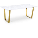  Meridian Cameron 78" Gold Marble Veneer Top And Gold Steel Base Dining Table IMAGE 1