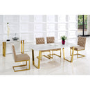  Meridian Cameron 78" Gold Marble Veneer Top And Gold Steel Base Dining Table IMAGE 2