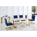 Meridian Cameron 78" Gold Marble Veneer Top And Gold Steel Base Dining Table IMAGE 3