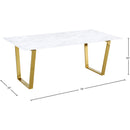  Meridian Cameron 78" Gold Marble Veneer Top And Gold Steel Base Dining Table IMAGE 4