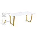  Meridian Cameron 78" Gold Marble Veneer Top And Gold Steel Base Dining Table IMAGE 5