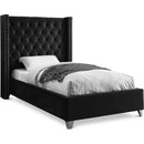  Color_Black  Size_Twin  -- Aiden Black Velvet Upholstered Twin Bed IMAGE 1