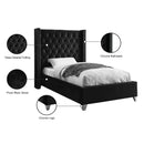  Color_Black  Size_Twin  -- Aiden Black Velvet Upholstered Twin Bed IMAGE 5