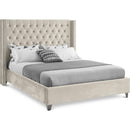  Color_Cream  Size_King  -- Aiden Cream Velvet Upholstered King Bed IMAGE 1