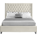  Color_Cream  Size_Queen  -- Aiden Cream Velvet Upholstered Queen Bed IMAGE 3