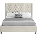 Meridian Aiden Cream Velvet Queen Bed IMAGE 3