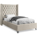  Color_Cream  Size_Twin  -- Aiden Cream Velvet Upholstered Twin Bed IMAGE 1