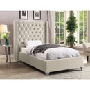  Color_Cream  Size_Twin  -- Aiden Cream Velvet Upholstered Twin Bed IMAGE 2