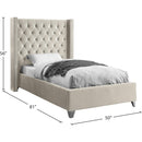  Color_Cream  Size_Twin  -- Aiden Cream Velvet Upholstered Twin Bed IMAGE 4