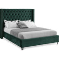  Color_Green  Size_Full  -- Aiden Green Velvet Upholstered Full Bed IMAGE 1