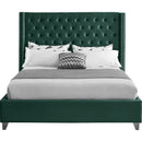  Color_Green  Size_Queen  -- Aiden Green Velvet Upholstered Queen Bed IMAGE 3