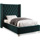  Color_Green  Size_Twin  -- Aiden Green Velvet Upholstered Twin Bed IMAGE 1