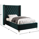 Meridian Aiden Green Velvet Twin Bed IMAGE 4