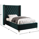  Color_Green  Size_Twin  -- Aiden Green Velvet Upholstered Twin Bed IMAGE 4
