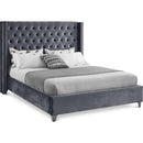  Color_Grey  Size_Full  -- Aiden Grey Velvet Upholstered Full Bed IMAGE 1