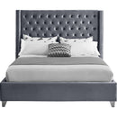 Meridian Aiden Grey Velvet Full Bed IMAGE 3