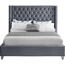  Color_Grey  Size_Full  -- Aiden Grey Velvet Upholstered Full Bed IMAGE 3