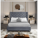  Color_Grey  Size_Full  -- Aiden Grey Velvet Upholstered Full Bed IMAGE 4