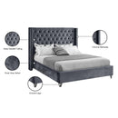 Meridian Aiden Grey Velvet Full Bed IMAGE 9