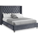  Color_Grey  Size_King  -- Aiden Grey Velvet Upholstered King Bed IMAGE 1