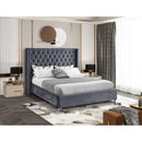  Color_Grey  Size_King  -- Aiden Grey Velvet Upholstered King Bed IMAGE 2