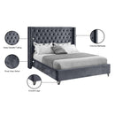  Color_Grey  Size_King  -- Aiden Grey Velvet Upholstered King Bed IMAGE 9