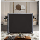 Meridian Aiden Grey Velvet Queen Bed IMAGE 6